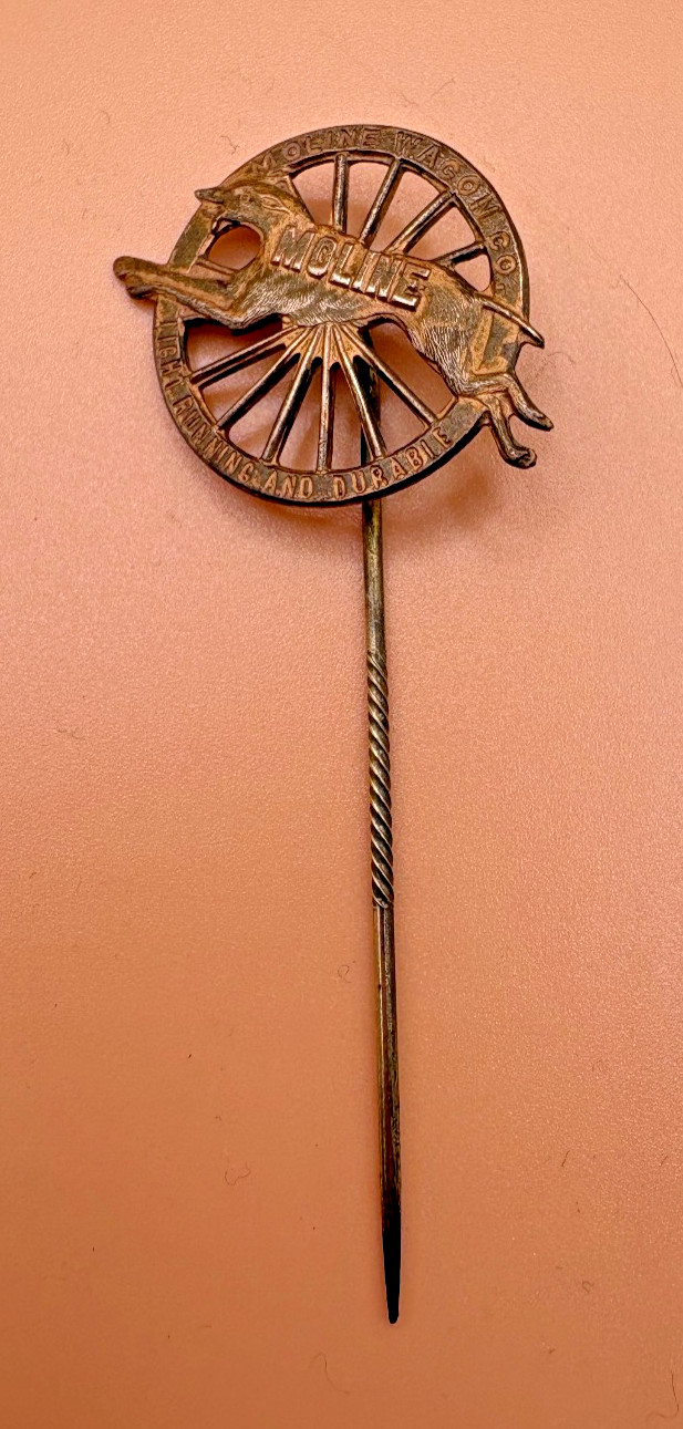 Antique Brass Moline Wagon Co – Light Running and Durable Greyhound Stickpin