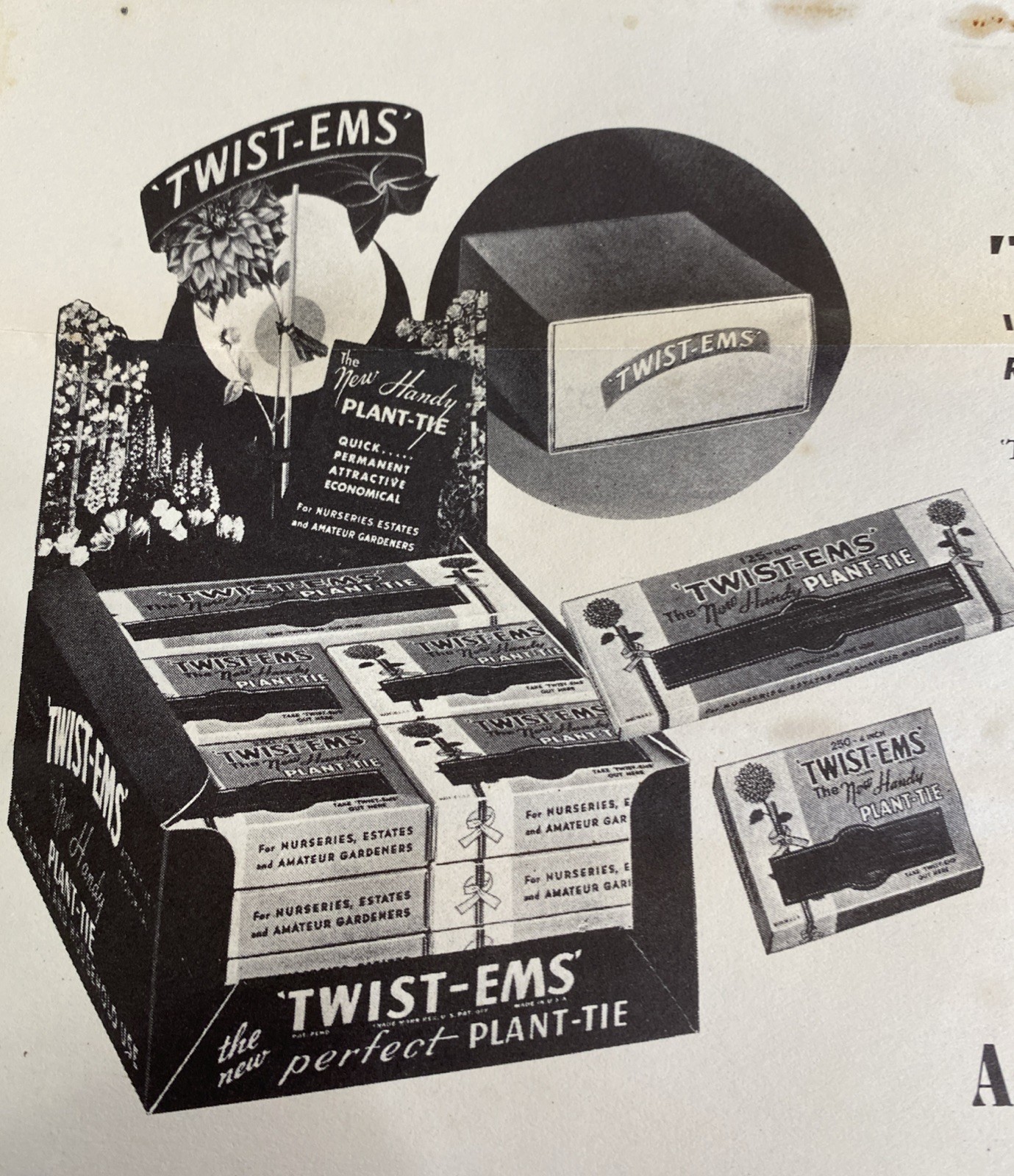 Aggeler Musser Twist-Ems Garden Ties Paper w/Wire Center Advertising Pamphlet US