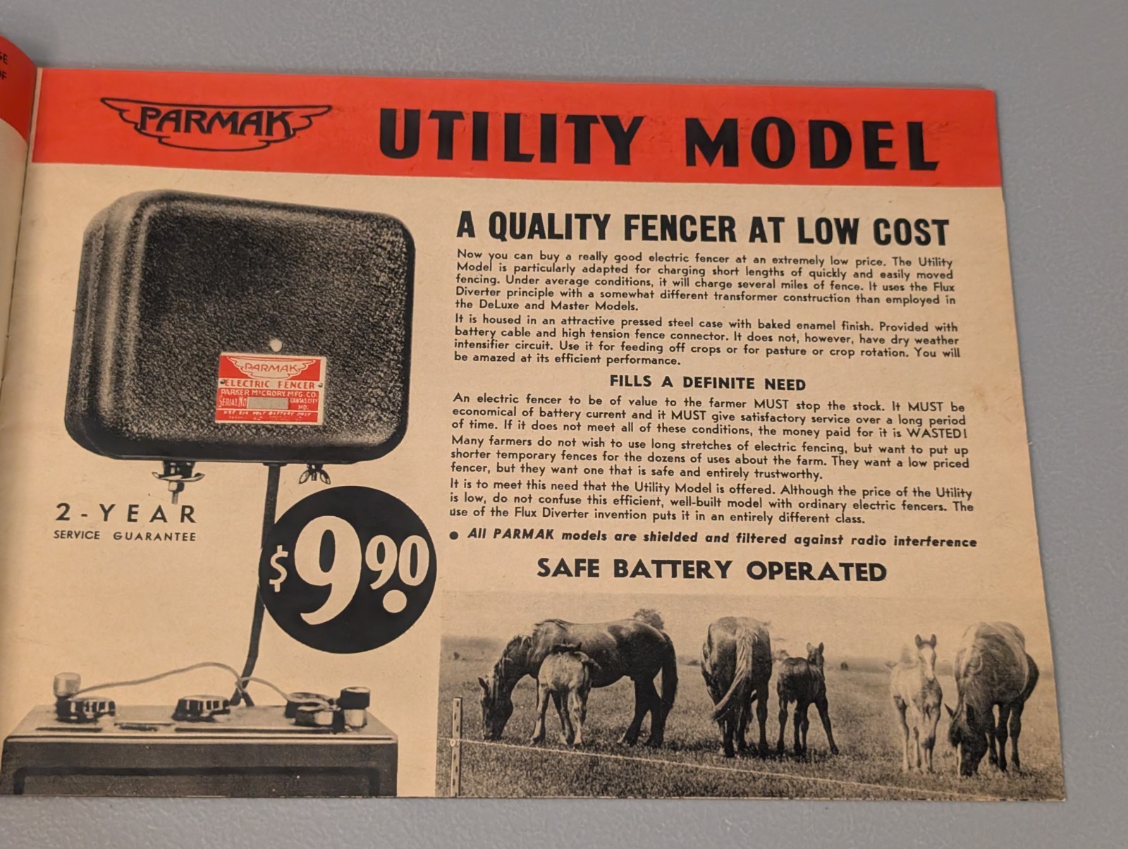 Parmak Electric Fencer 1939 Catalog Booklet w/ Letter – 1930s Depression Era Ad