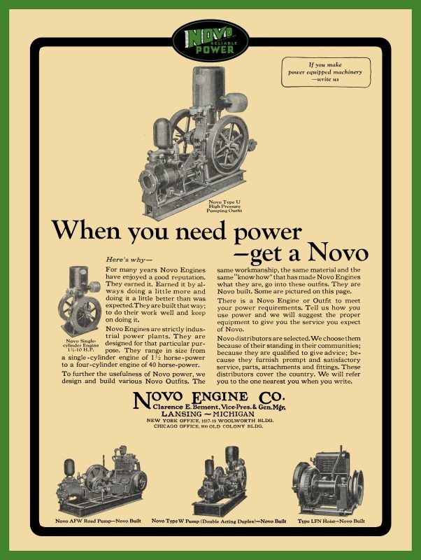 1923 Novo Oilfield Engines – Lansing Michigan NEW METAL SIGN: 9×12&Prime; Ships Free