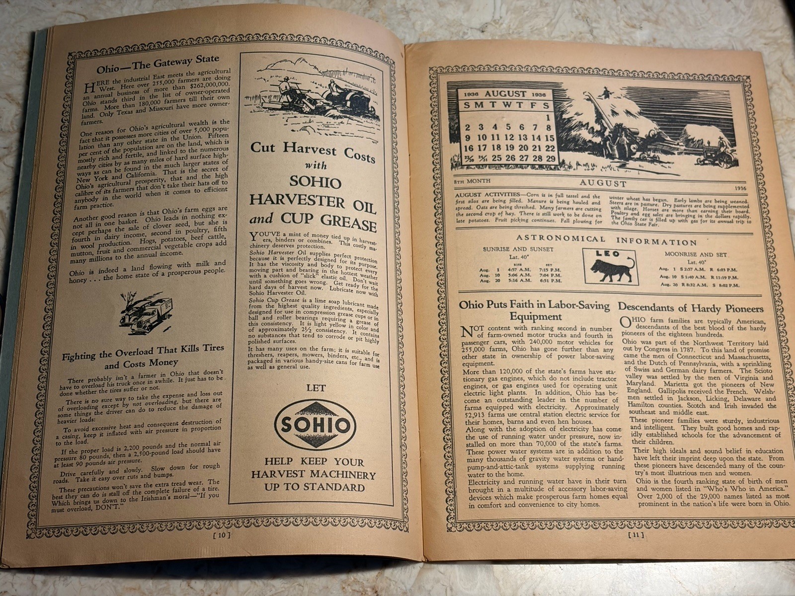 VINTAGE 1939 STANDARD OIL COMPANY SOHIO FARM GUIDE Livestock Calendars