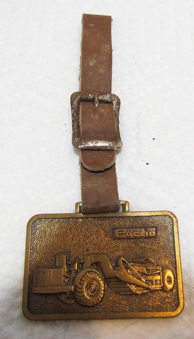 EUCLID CONSTRUCTION EQUIPMENT METAL WATCH FOB VINTAGE ADVERTISING DUMP TRUCK