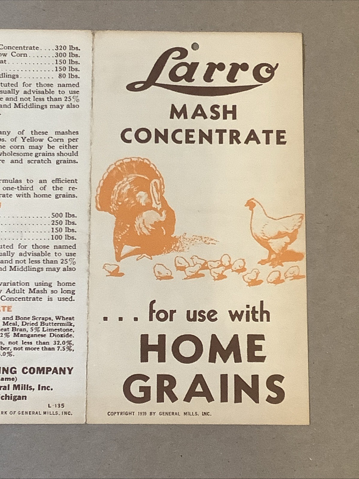 1939 Larro Mash Concentrate Brochure Larrowe Milling Co. Detroit MI INV-P0859