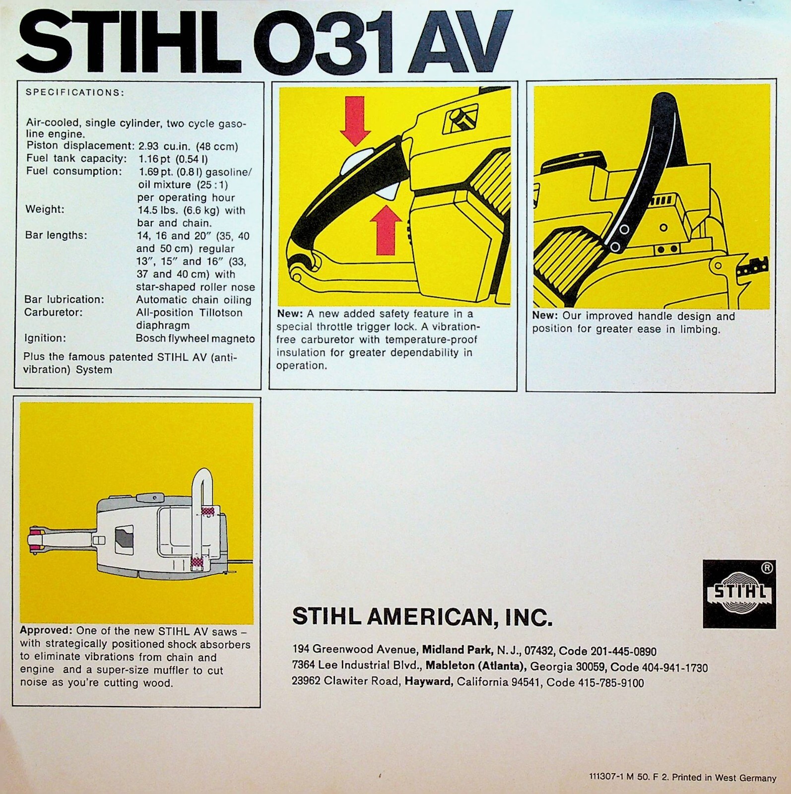 Stihl 031 AV Chainsaw Advertising Brochure