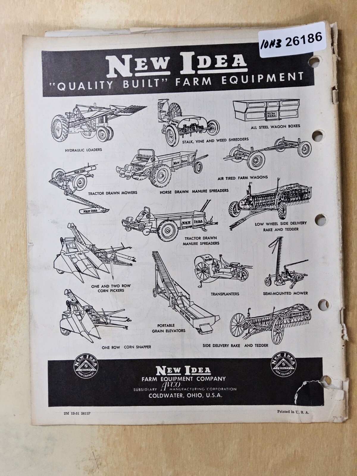 Nisco Model 6 & New Idea Models 7, 8 & 9 Manure Spreaders 9/1/1947 Parts Lists