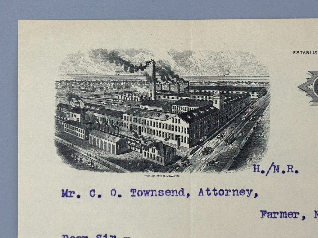 1905 AW Stevens THRESHING MACHINERY Advertising FARM Letter MARINETTE Wisconsin