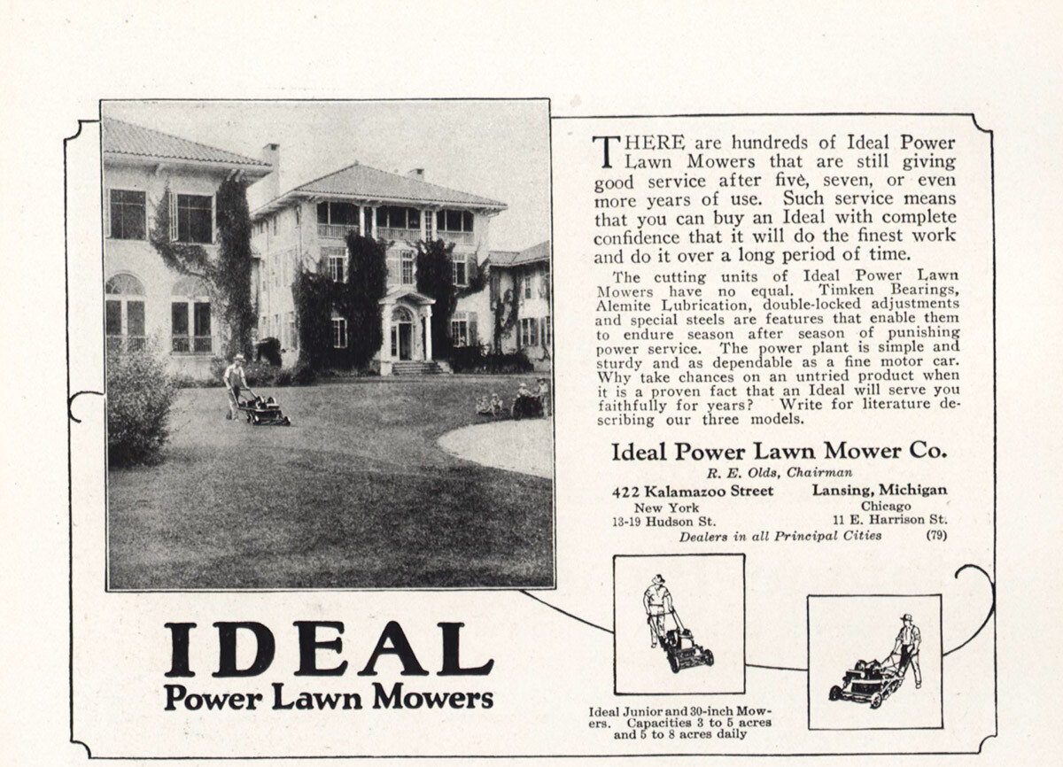 1924 Ideal Power Lawn Mowers: There Are Hundreds Vintage Print Ad