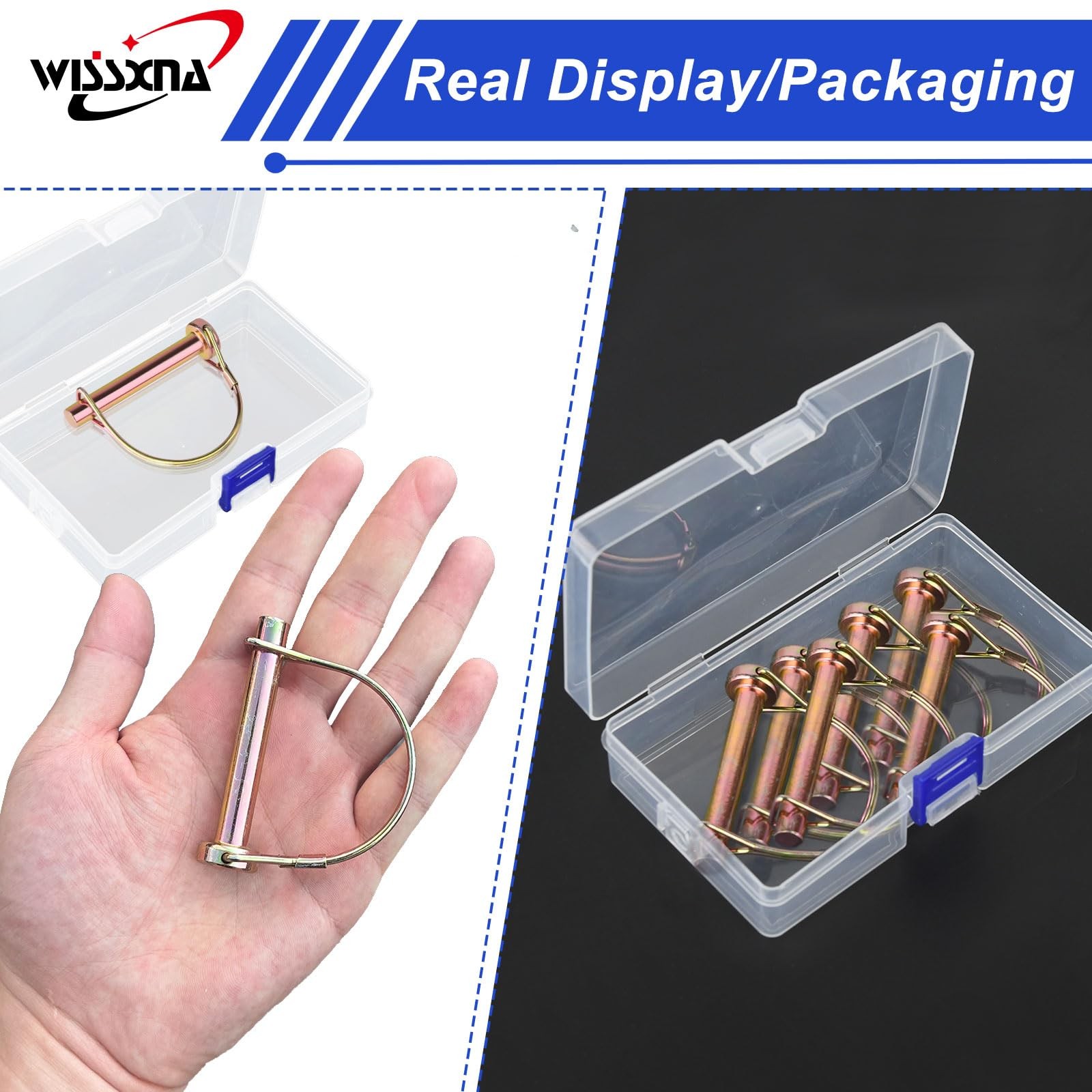 WISSXNA 6PCS D-SHAPE PTO hitch pins 1/4&Prime;x2.5&Prime;