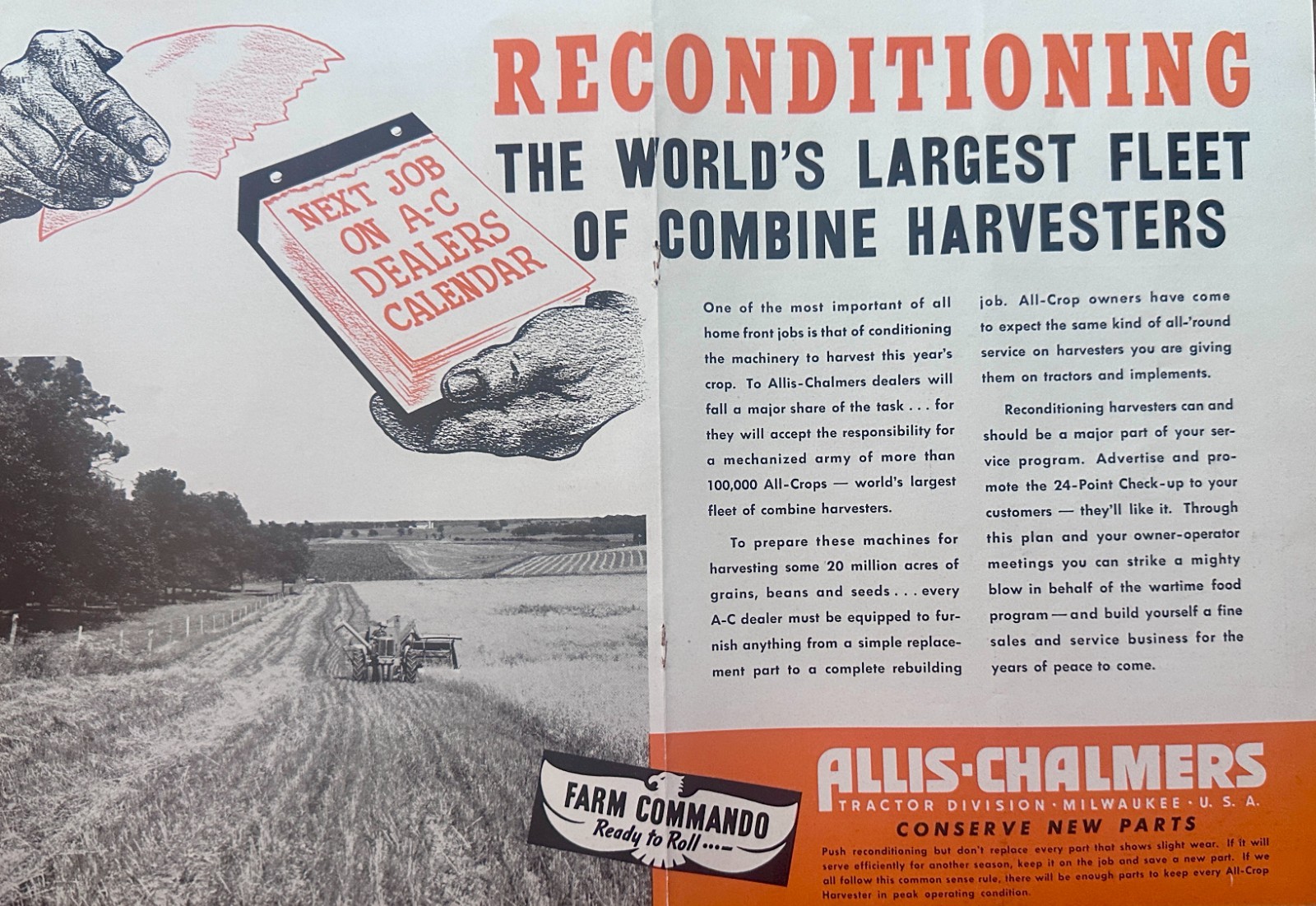 Set of (2) Allis Chalmers WWII Era 1944 Public Service Centerfold Ads #5076