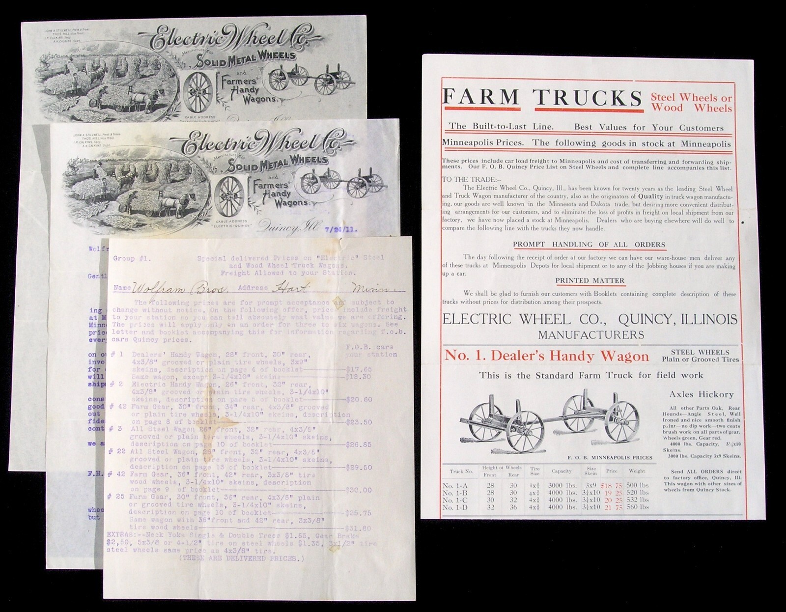1911 Electric Wheel Co Farmer Wagons & Trucks Distributor Advertisement Mailing