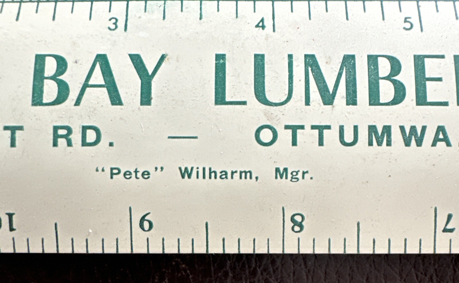 Vtg Green Bay Lumber Co Metal Ruler N Court Rd Ottumwa Iowa￼Pete Wilharm Mgr