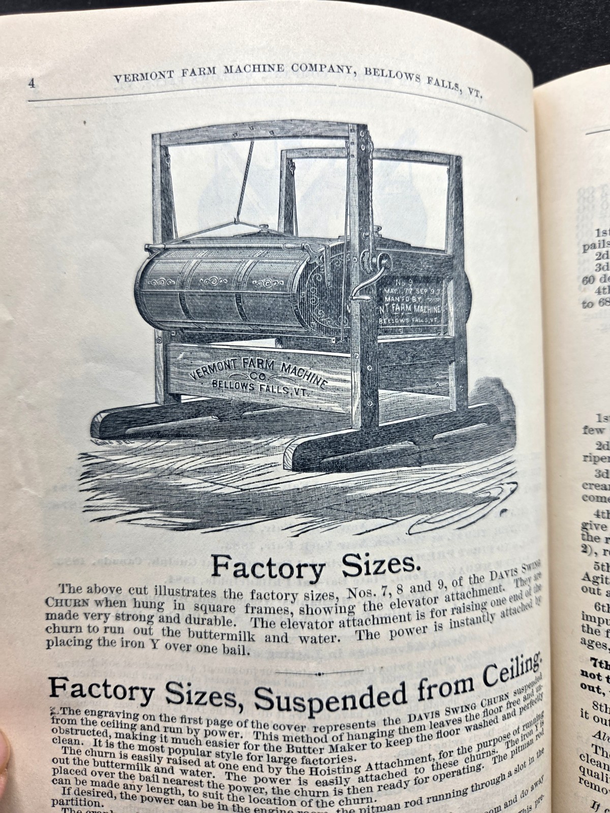 1888 Vermont Farm Machinery Co. Davis Swing Butter Churn Catalog Brochure