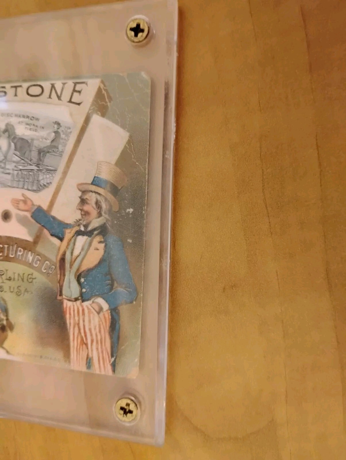 Antique Uncle Sam Keystone Manufacturing Sterling Illinois Advertisement Card.