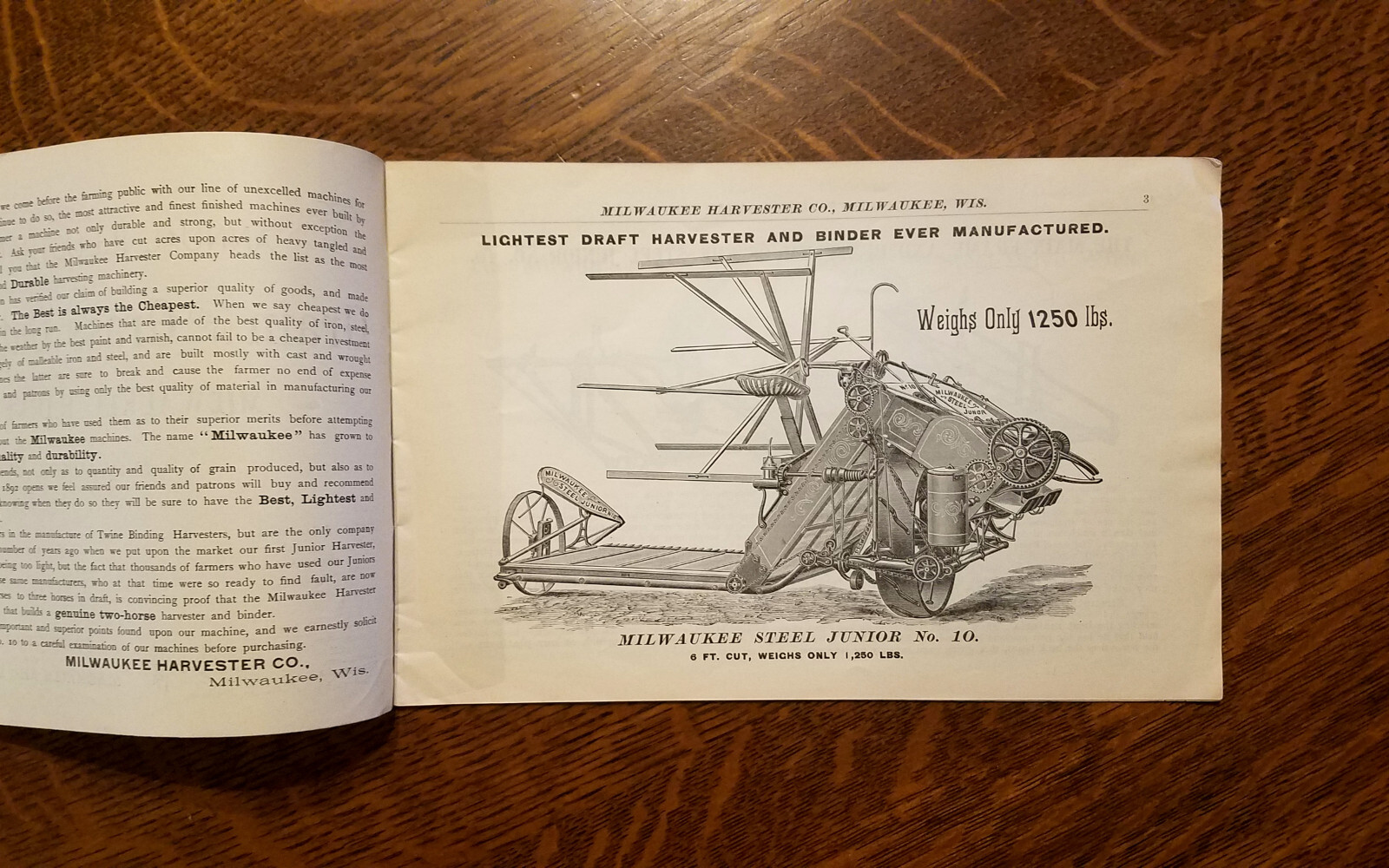 1892 Milwaukee Harvester Machine Farm Binder Catalog Brochure Horse Drawn
