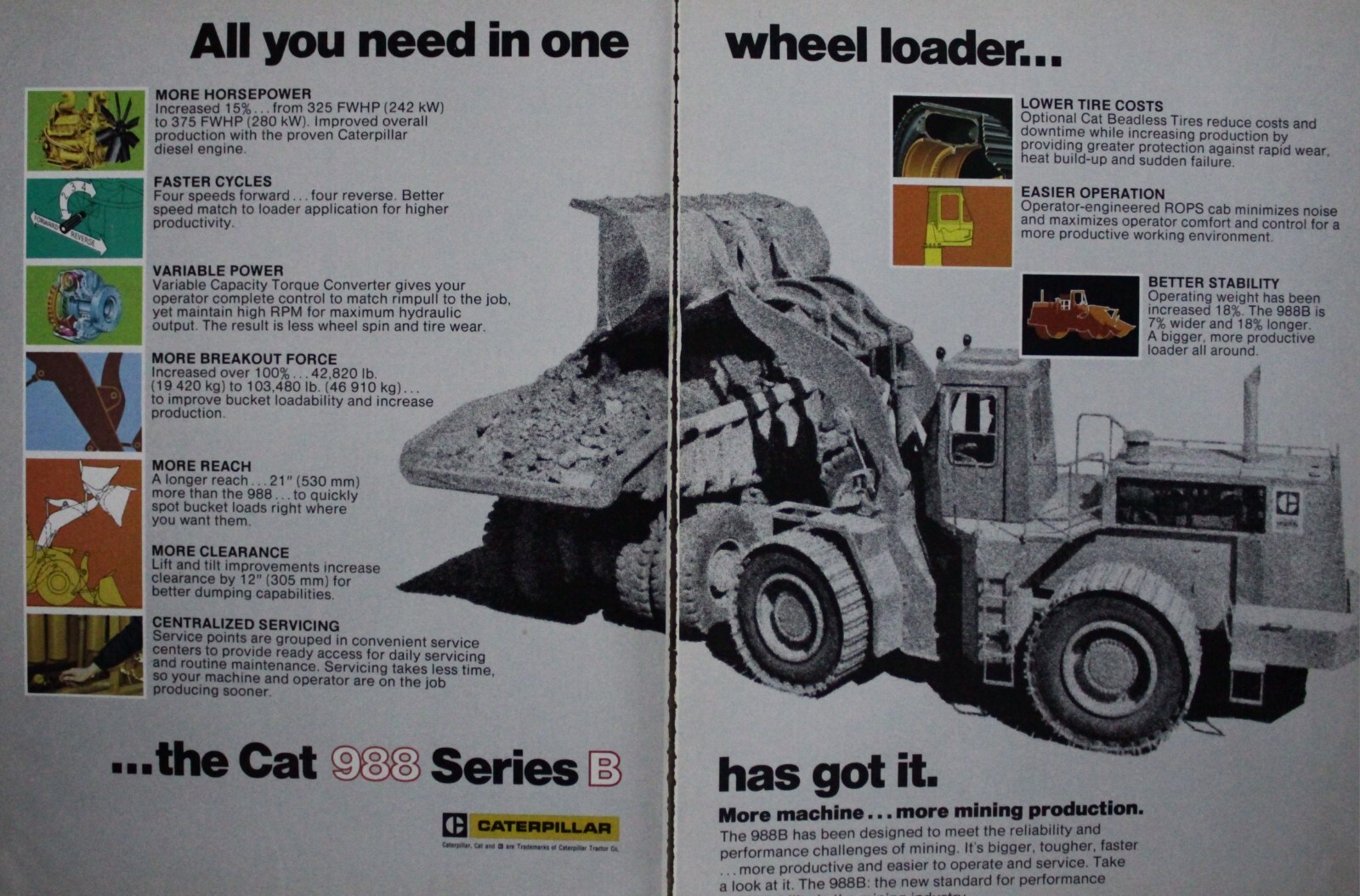 Caterpillar Cat Loader Magazine Ad Picture Construction Tractor Vtg Wall Art