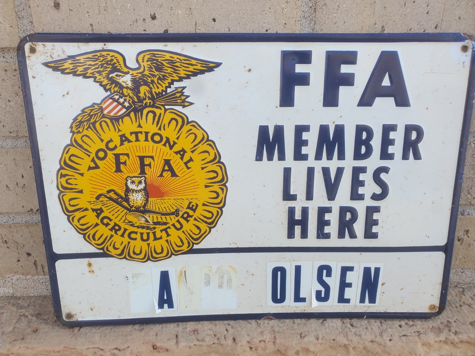 13-1/2&Prime; X 9-1/2&Prime; Metal Sign FFA Member Lives Here Vocational Agriculture Farmers
