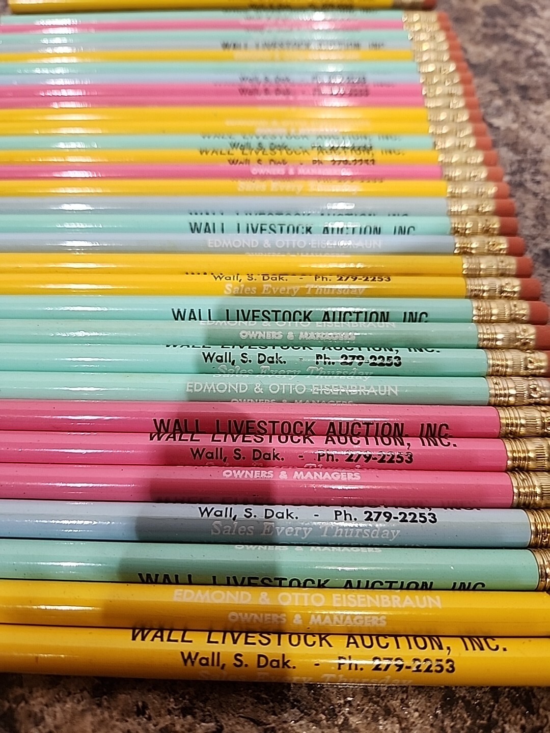 Vtg Lot Wall Livestock Auction Inc Pencils Edmond & Otto Eisenbraun South Dakota