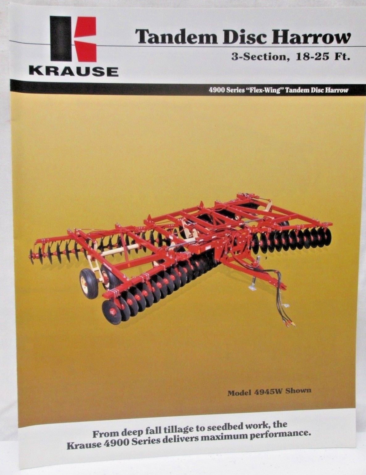 Krause Tandem Disc Harrow 3 Section 18-25 ft 4900 Series Flex Wing Brochure