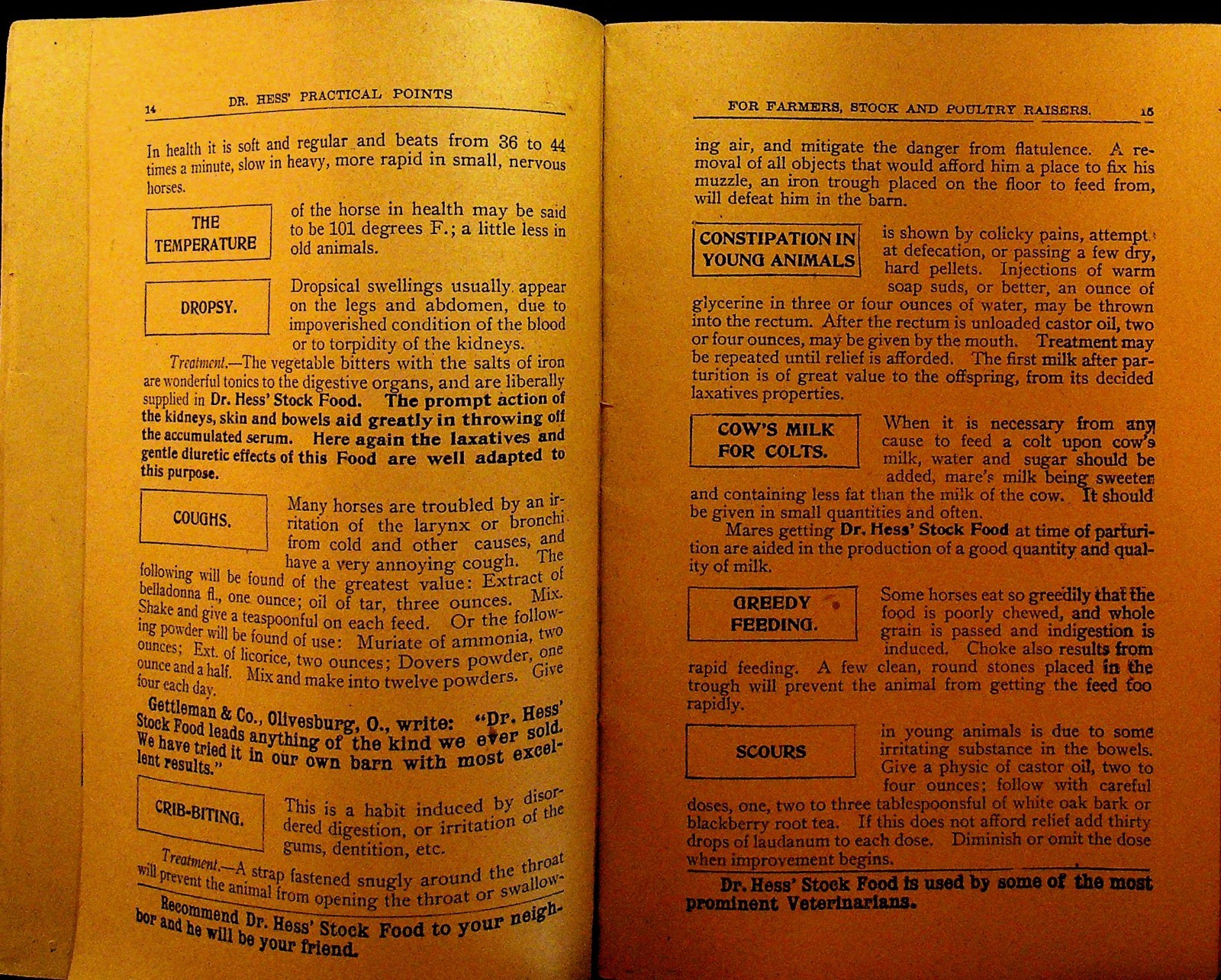 Dr Hess Practical Points for Farmers Horsemen Dairymen Poultrymen Booklet 1897