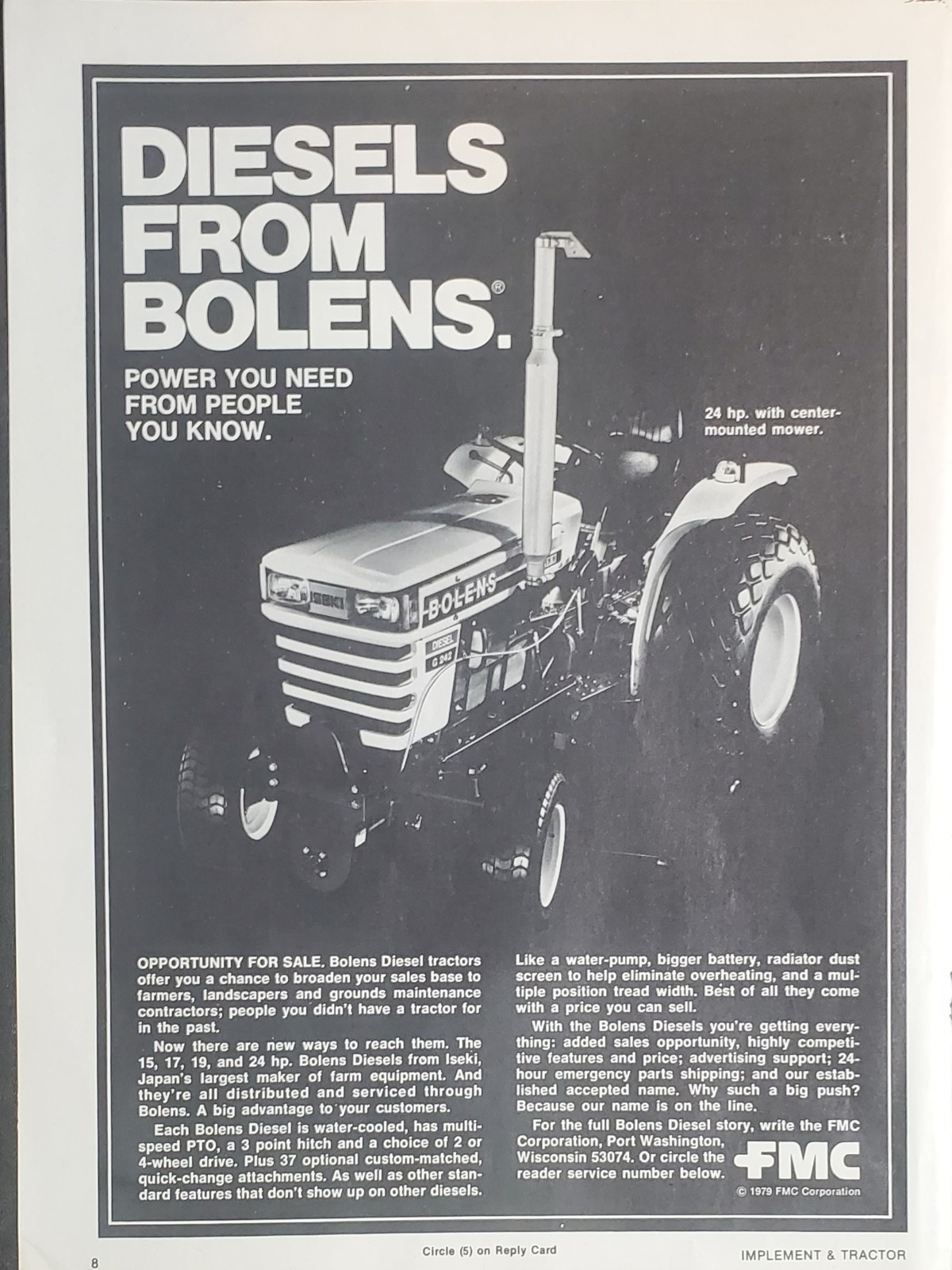 1979 Vintage Diesels From Bolens Garden Tractor Advertisement