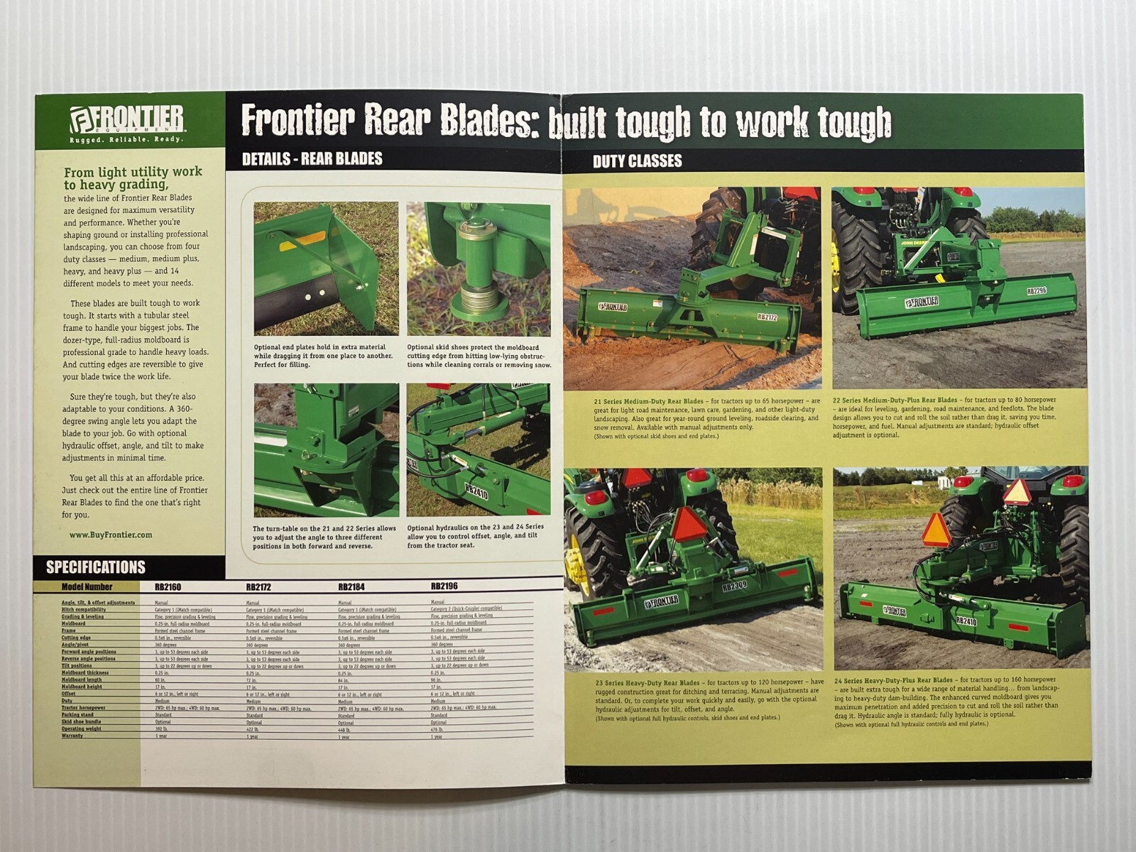 Frontier Equipment – New Rear Blades Sales Brochure *Original 2006*