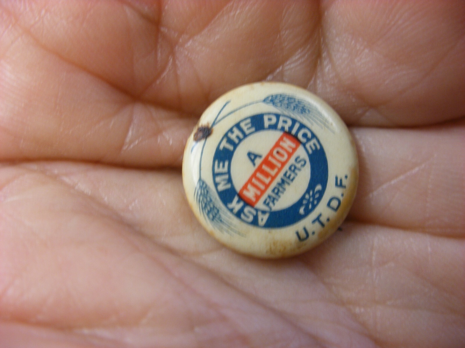 Vtg 1930s U. T. D. F. Unit Test Demonstration Farms Agriculture Advertising Pin