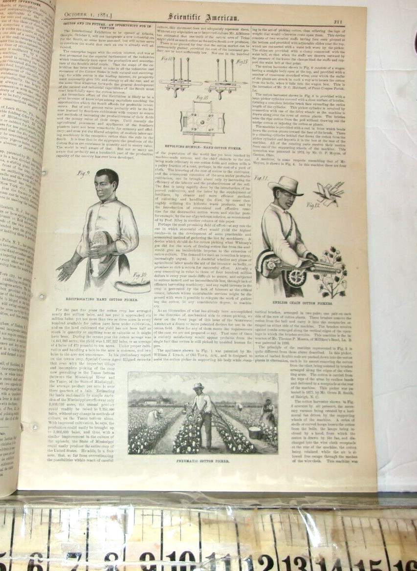 1881 AFRICAN AMERICAN WORKERS COTTON AGRICULTURE INVENTIONS ETC
