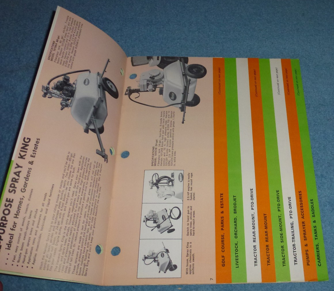 Vintage 1972 Hanson Equipment Co Sprayers Catalog Brochure Parts List Specs etc
