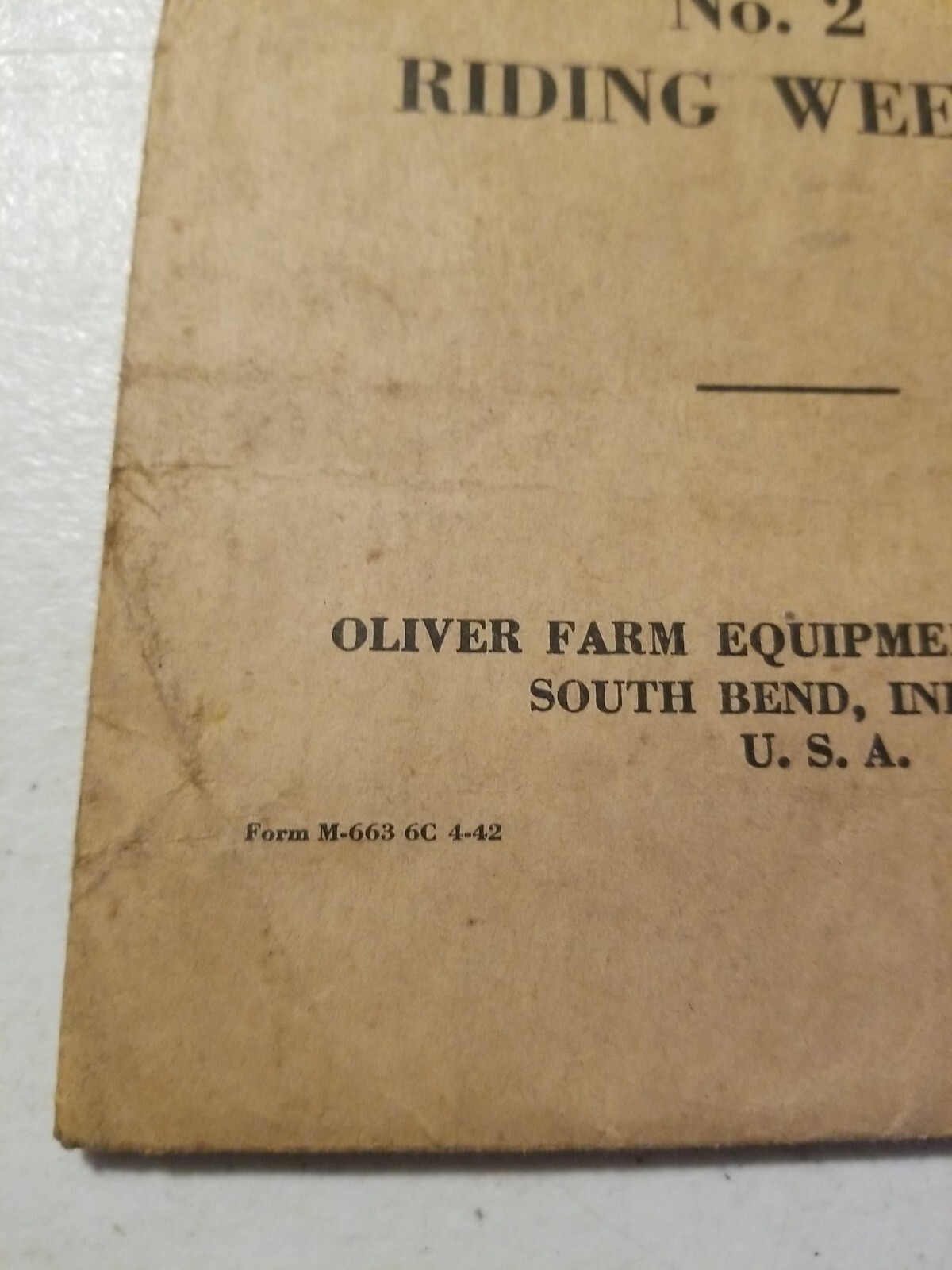 Vintage 1942 Oliver No. 2 Riding Weeder Instructions & Assembly Booklet&Envelope