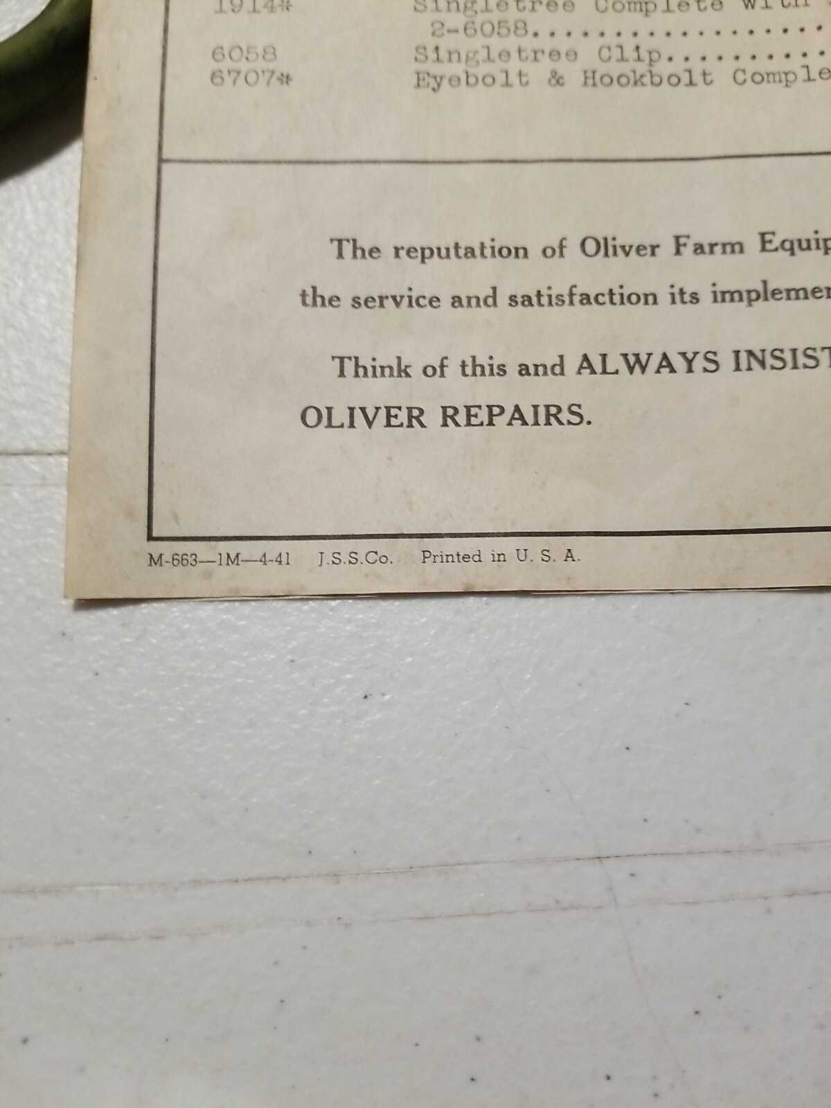 Vintage 1942 Oliver No. 2 Riding Weeder Instructions & Assembly Booklet&Envelope