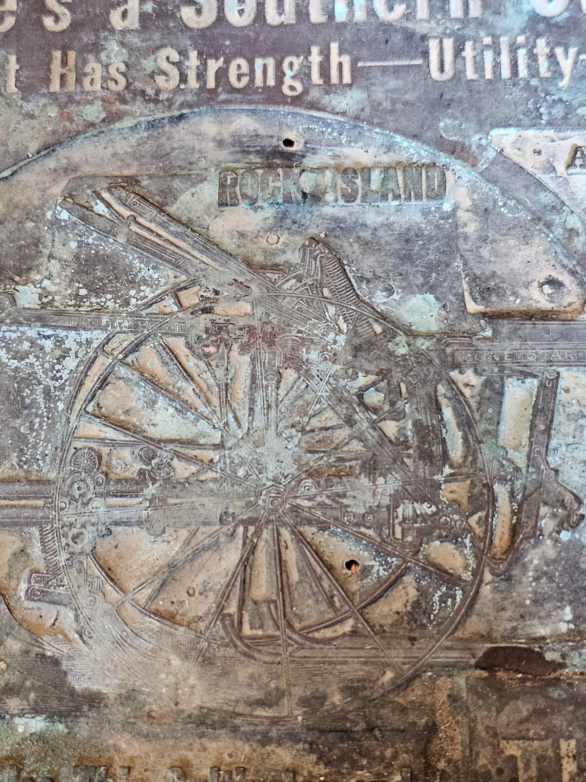 c1912 Rock Island Plow Lone Star Texas Cultivator Printer Block 6 1/2 X 7 Copper