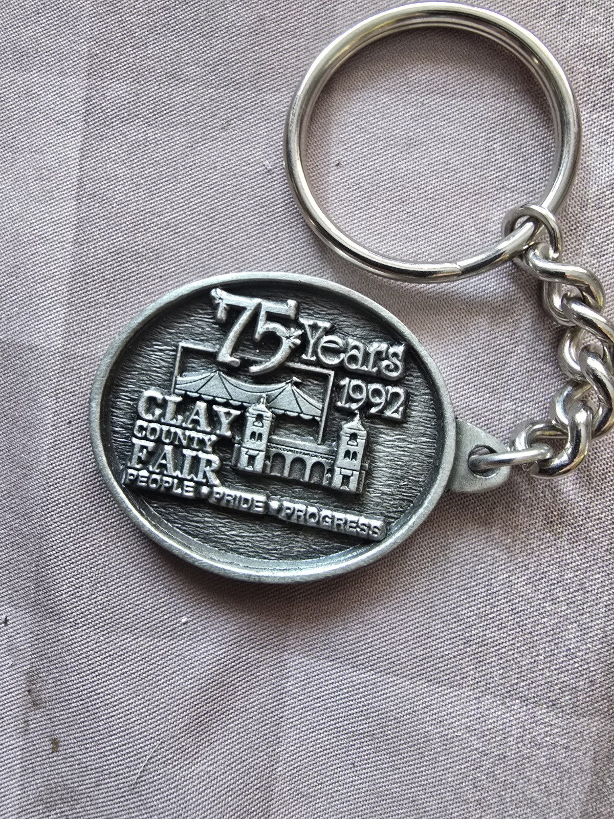 1992 Clay County Fair Iowa 75th Anniversary Key Chain Serial #170 of 300