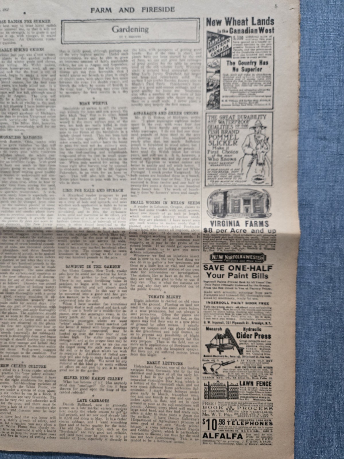 Farm & Fireside Newspaper May 10 1907 Articles News Humor Fashion Ads
