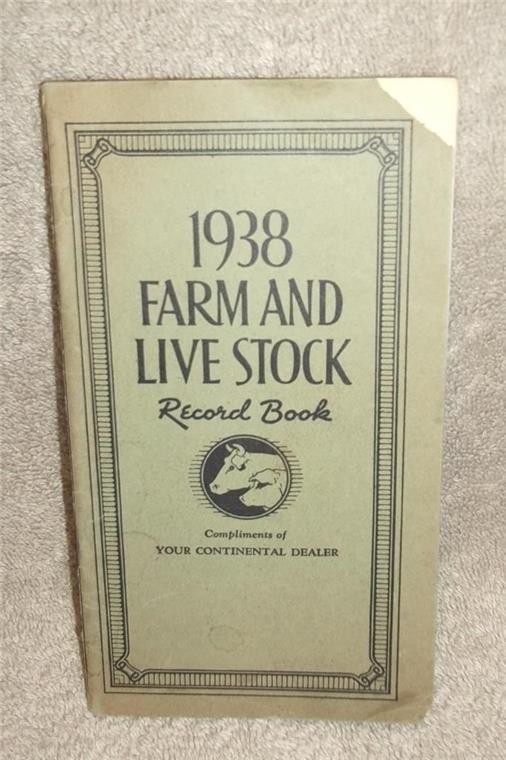1938 FARM & LIVESTOCK RECORD BOOK FARMERS HANDBOOK CONTINENTAL STEEL ADVERTISING