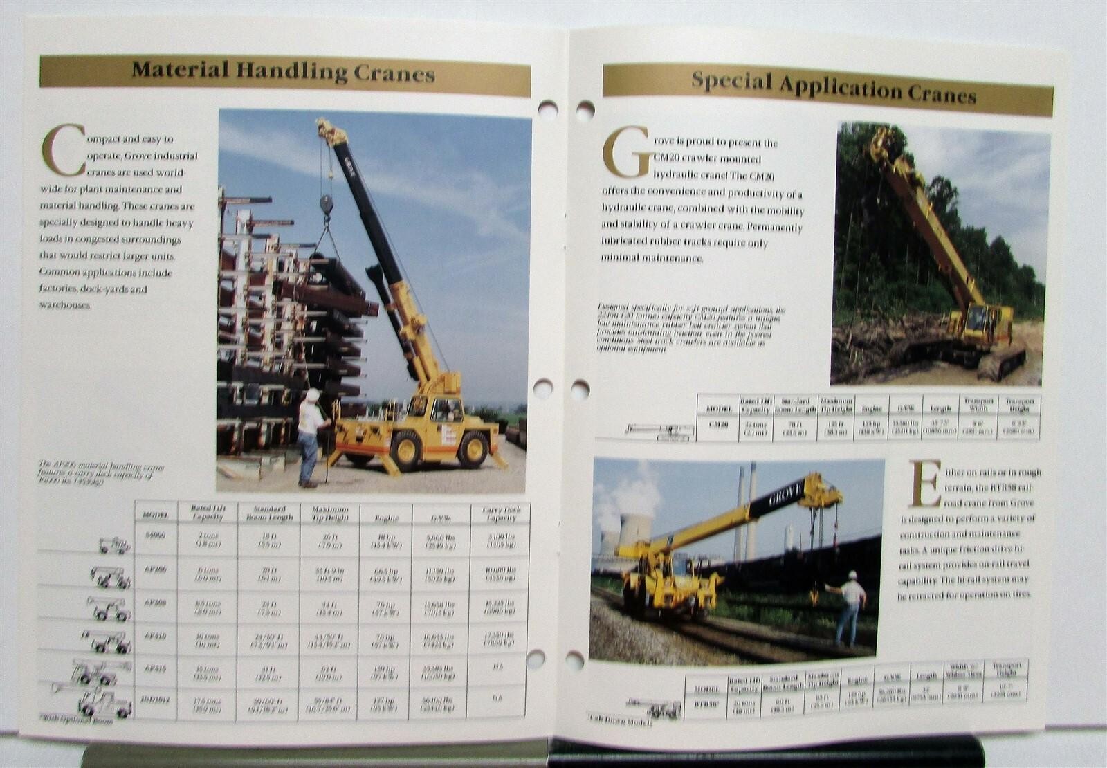 1996 Grove Mobile Cranes Specifications Construction Sales Brochure