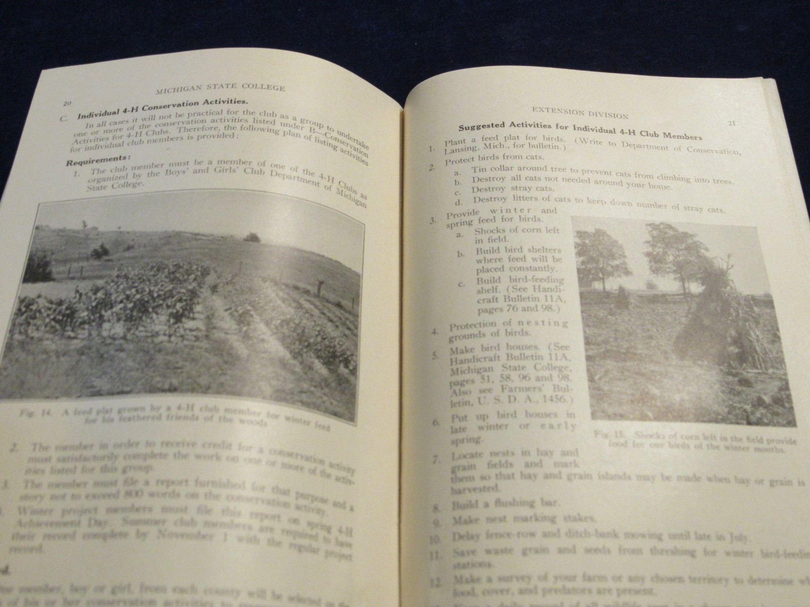 Vintage 1937 MSU Michigan State College Conservation Program for 4H Clubs C183
