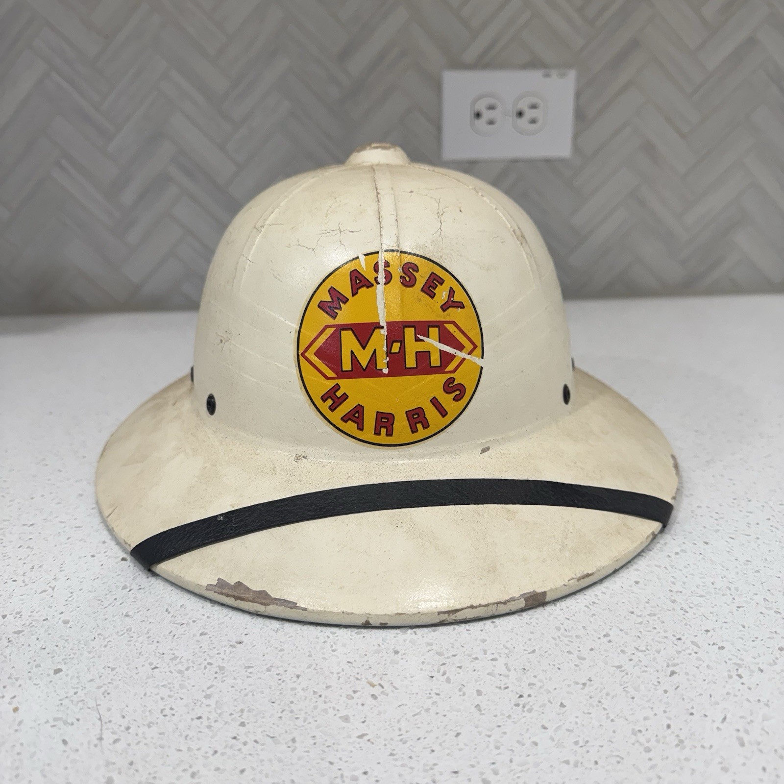 Vintage Massey Harris Pith Helmet Safari Hat Farm Sun Cap 40s/50s – Rare