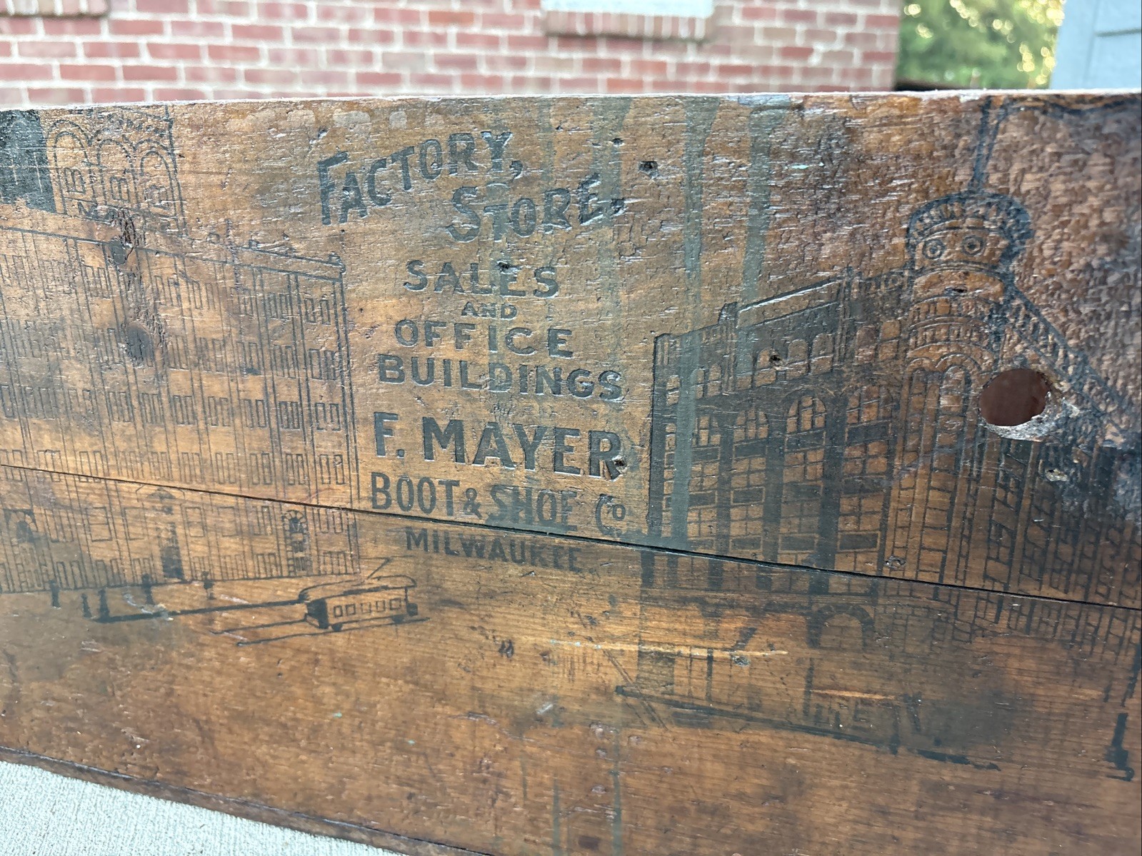 Antique Wooden Crate F. Mayer Boot & Shoe Co Milwaukee Wisconsin Wood Box