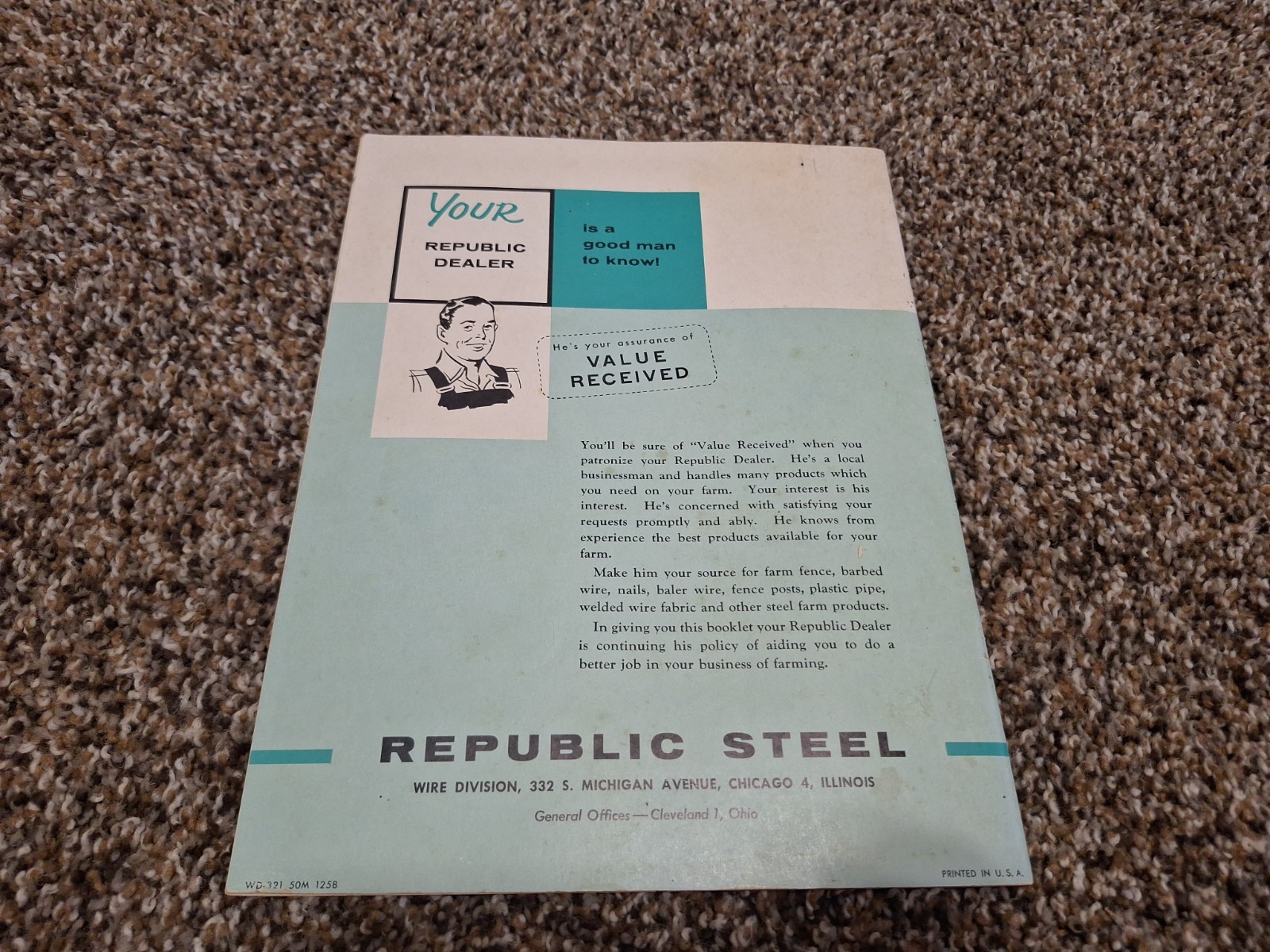 1950&rsquo;s REPUBLIC STEEL WIRE CO FARM FENCING MECHANICS TIPS BROCHURE