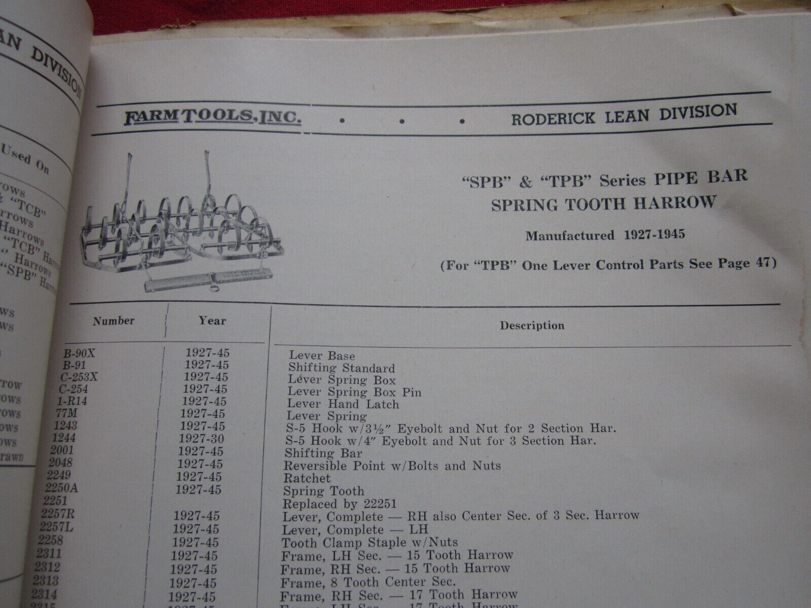 1952 FARM TOOLS, INC HORSE DRAWN FARM IMPLEMENTS 70+ PAGE PARTS CATALOG MANUAL