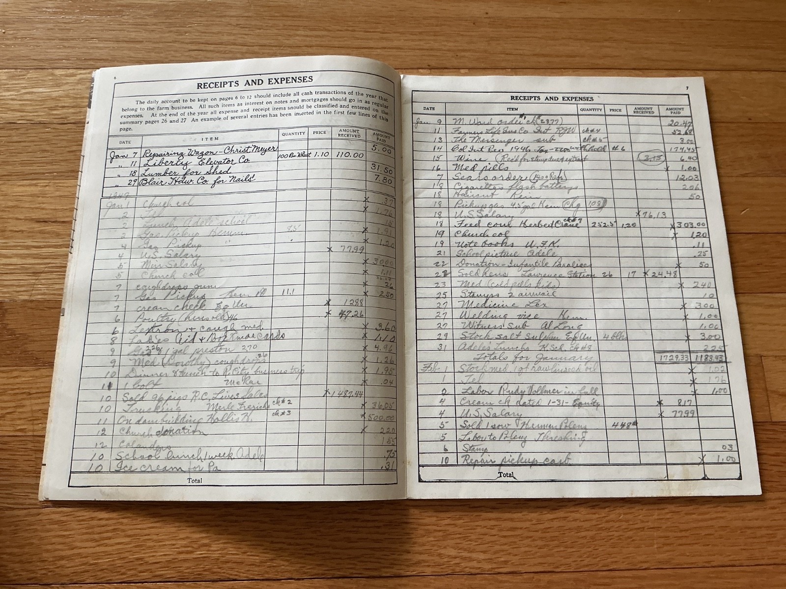 1947 Farm Acct. Record Book – J. F. Anderson Lumber Co. Minnesota, Iowa, Dakotas
