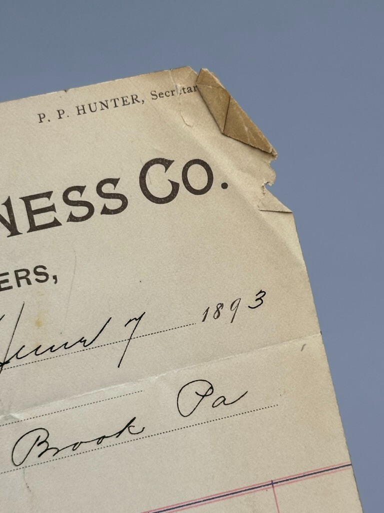 1893 N W HUNTER HARNESS Co HORSE Billhead FARM Advertising CINCINNATI Ohio
