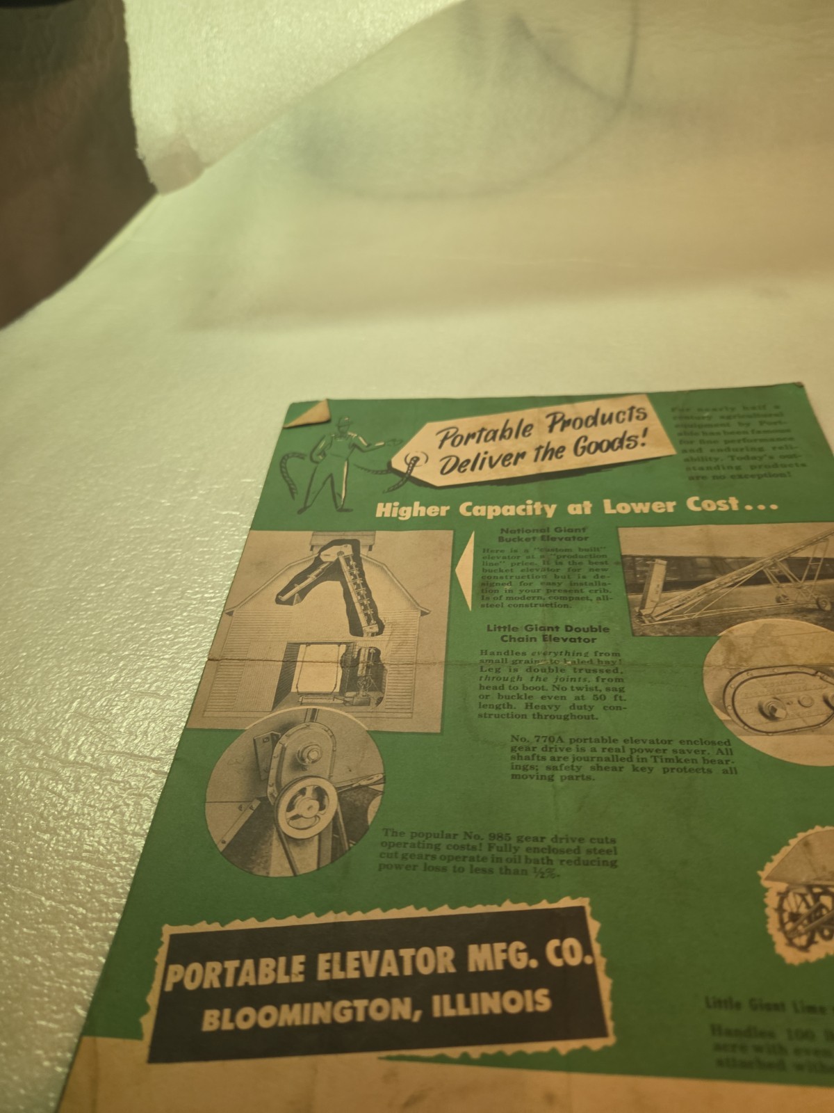 1950’s Little Giant Potable Elevators Sales Brochure Mailer-Bloomington Illinois
