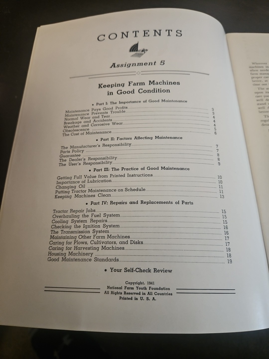 Set Of 5 Modern Farm Machinery Assignment 1-5 National Farm Youth 1941 Vintage