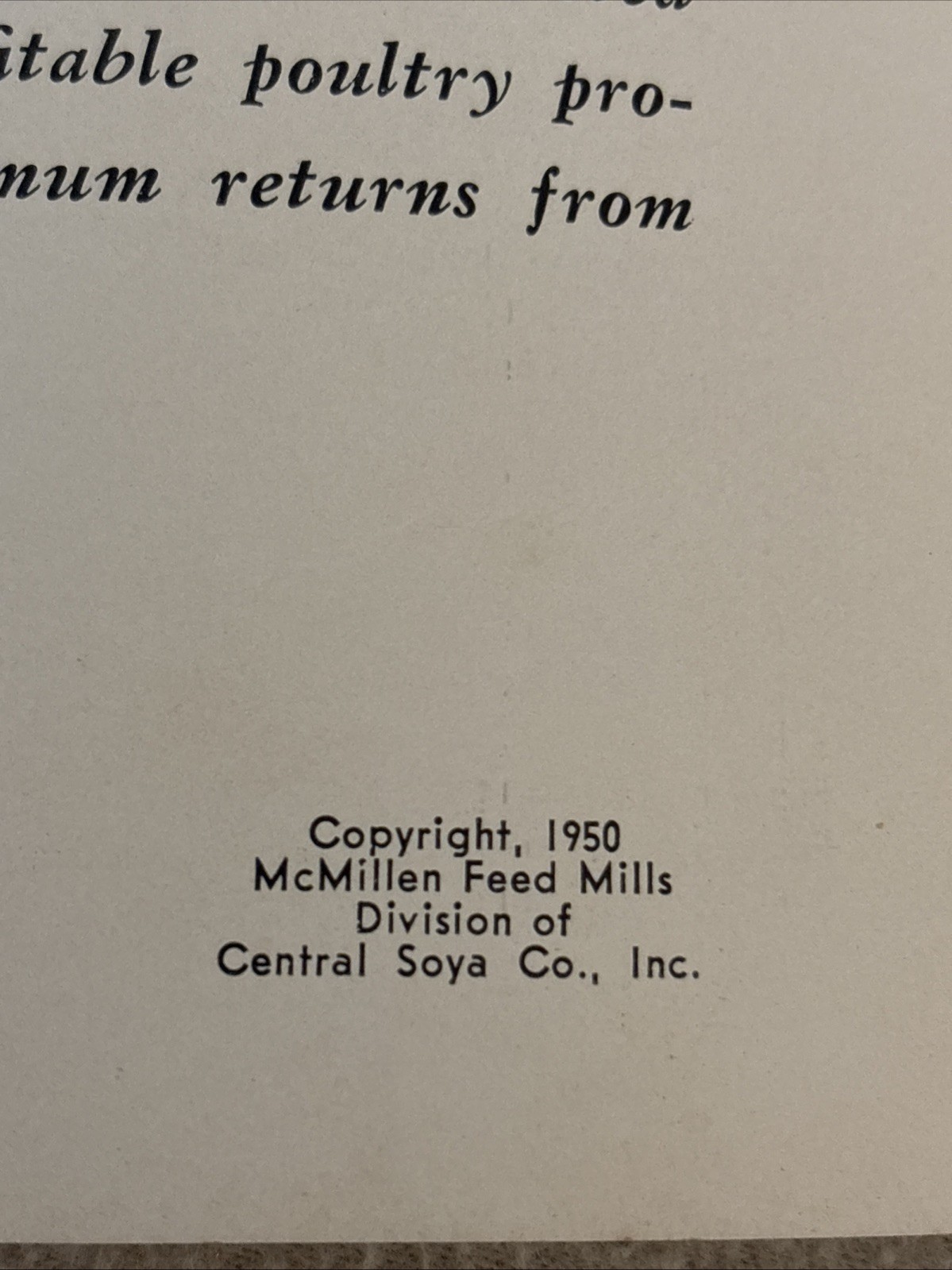 Vintage Poultry Management Manual ~ McMillen Feed Mills 1950