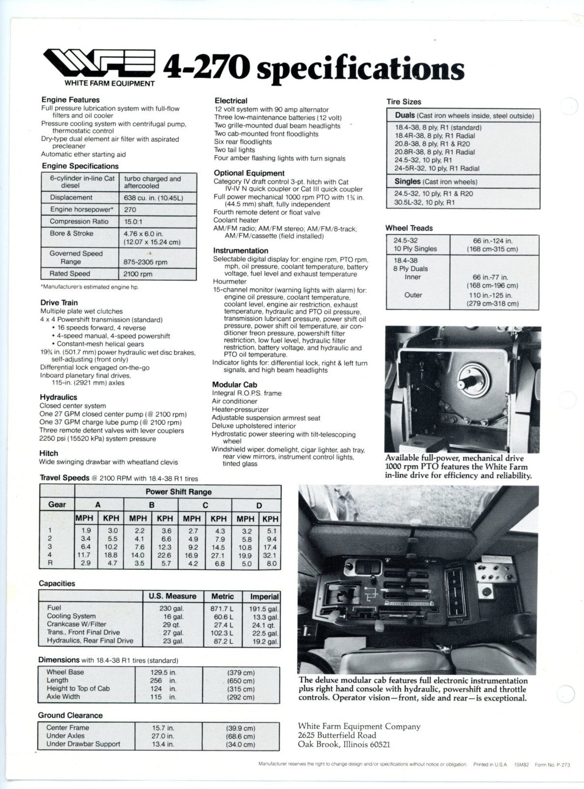 White Field Boss 4-270 sales brochure White Farm Equipment Company