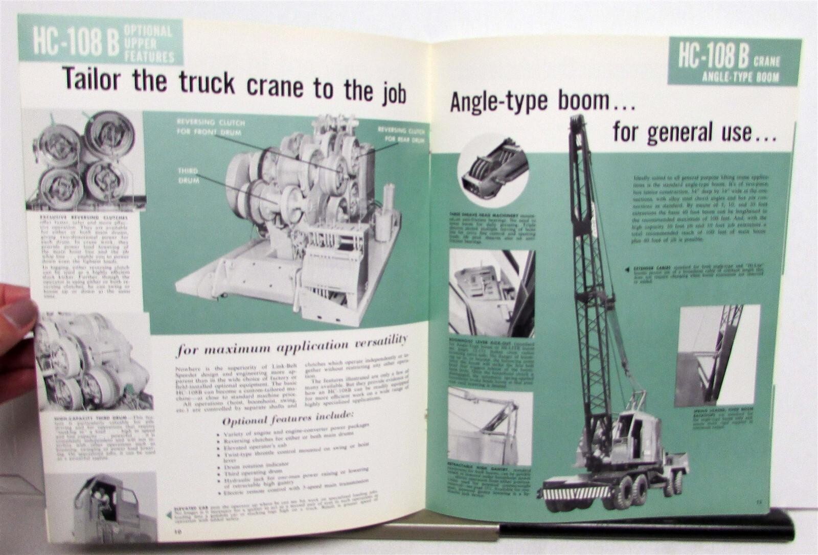 1962 Link Belt Speeder HC108B 45 Ton ZephyrCrane Specs Construction Brochure