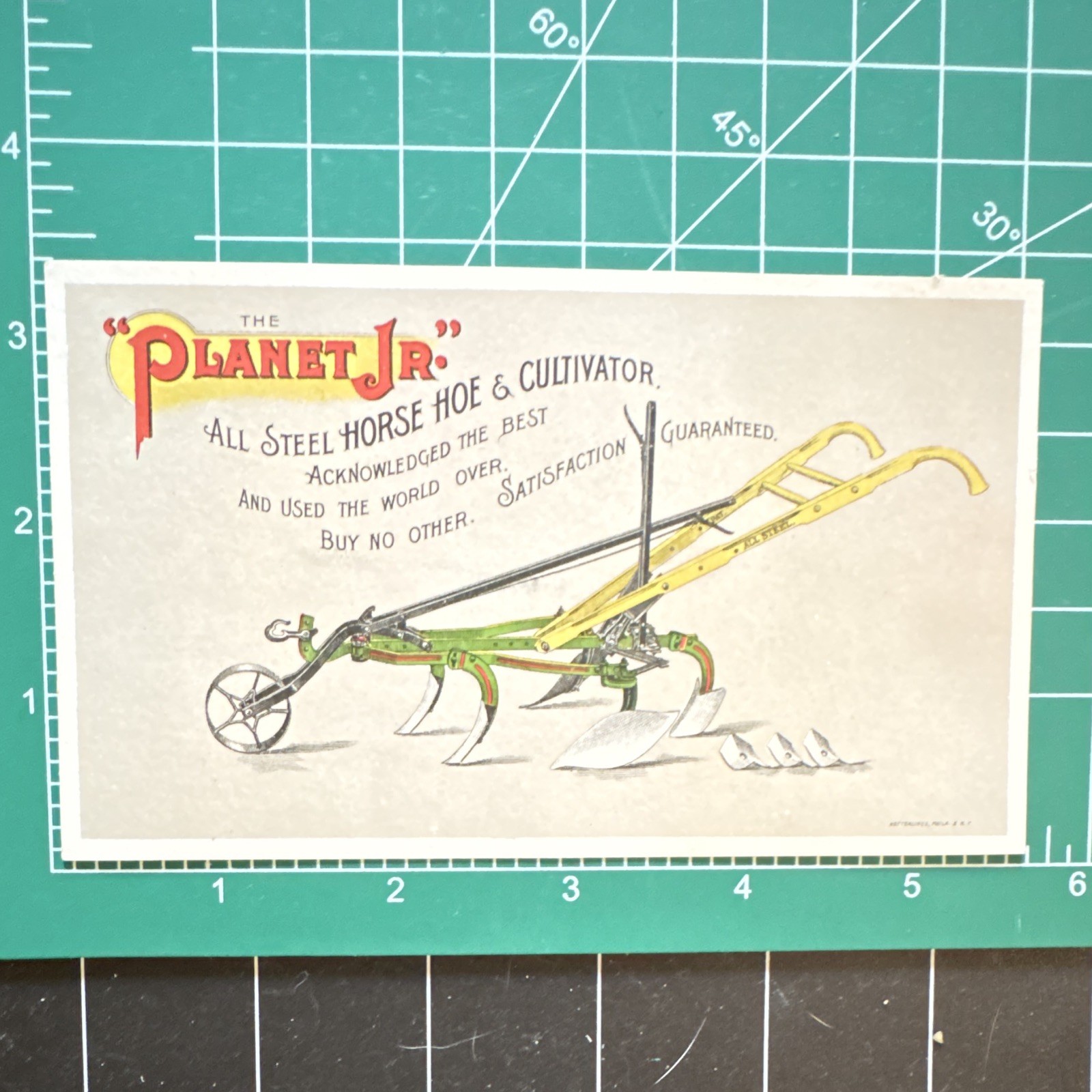 Planet Jr. All Steel Horse Hoe & Cultivator Agriculture Trade Card 1897
