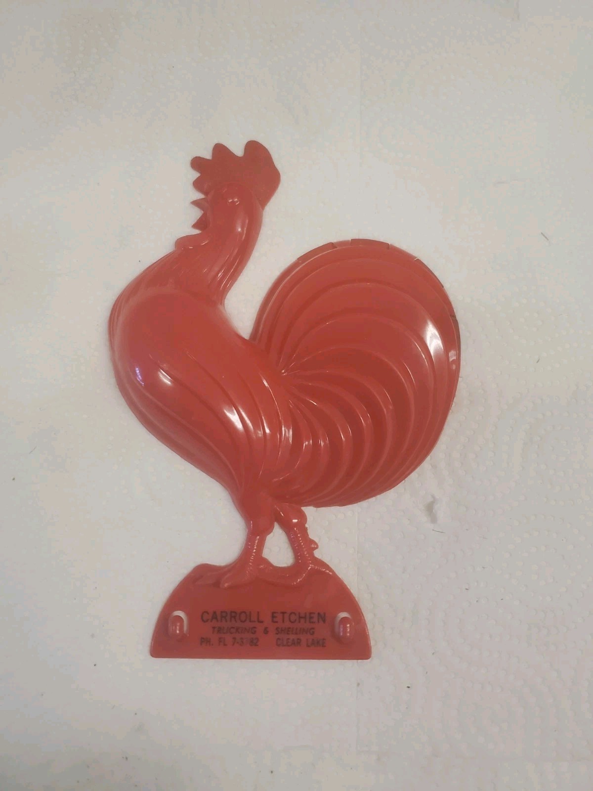 8&Prime; Red Plastic Rooster Spoon Holder Carroll Etchen Trucking Clear Lake Iowa