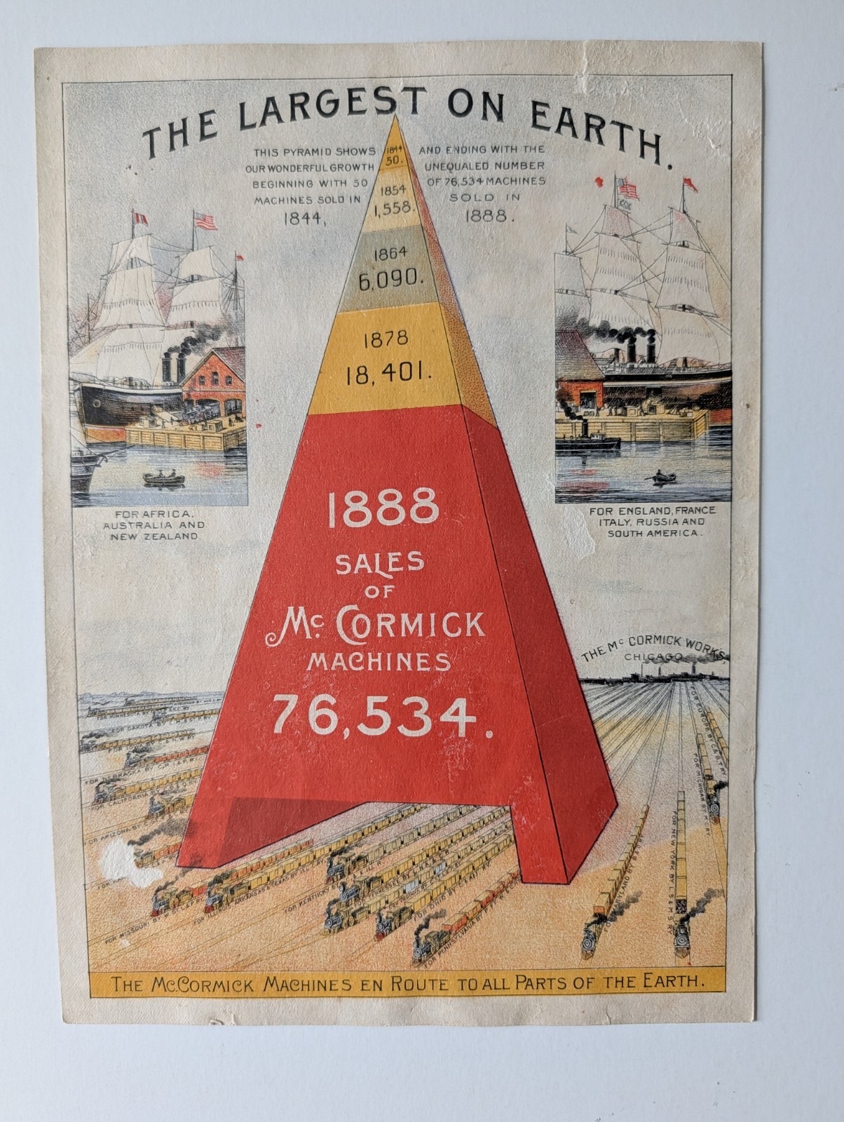 McCormick Machines 1888 Sales Poster Trade Card Farm Equipment Advertising